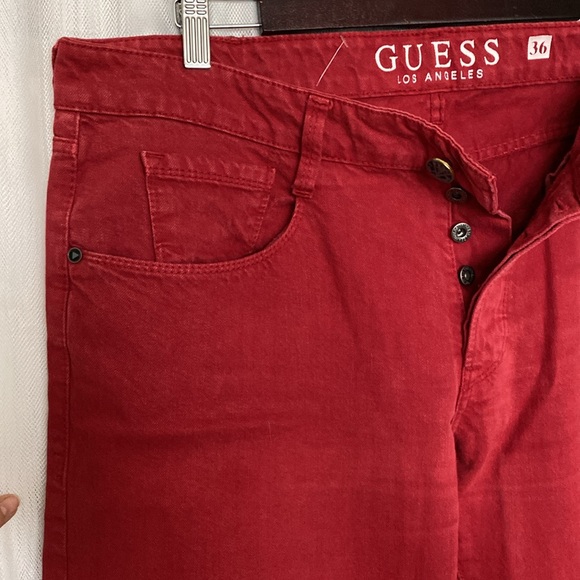 Vintage Guess Women’s button down red jeans! Straight/boots! High rise! Size 36 - Picture 7 of 17